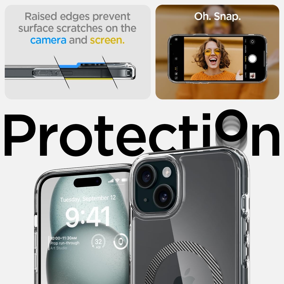 spigen ultra hybrid magfit back cover case compatible with iphone 15 pro (tpu + poly carbonate | white) Iphone 15 Back Cover